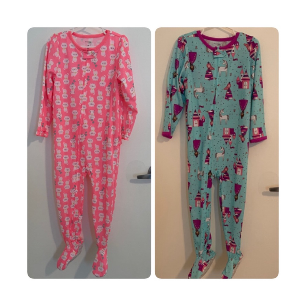 Pair of Toddler Girls One Piece Sleeper Pajama’s